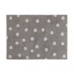 Lorena canals alfombra lavable topos gris-blanco 