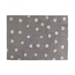 Lorena canals alfombra lavable topos gris-rosa